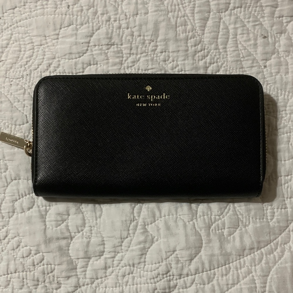 Kate Spade Black Lena Large Continental Zip-Around Wallet